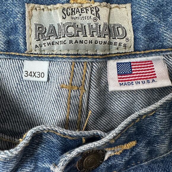 Schaefer Outfitter Ranch Hand Dungaree Jeans Men’s 34x30 Blue Denim Straight USA - Picture 7 of 12